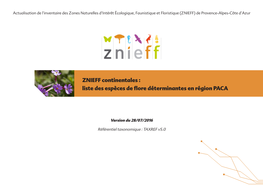 ZNIEFF Continentales : Liste Des Espèces De Flore Déterminantes En Région PACA