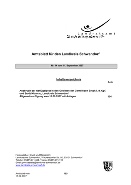 Amtsblatt Für Den Landkreis Schwandorf