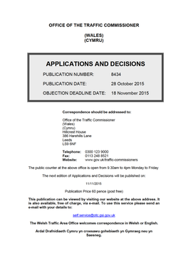 APPLICATIONS and DECISIONS 28 October 2015