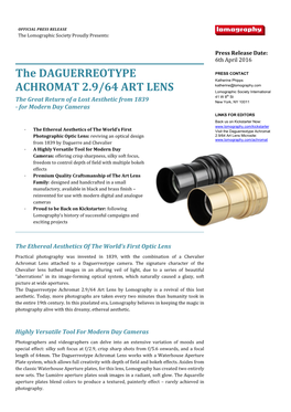 The Daguerreotype Achromat 2.9/64 Art Lens by Lomography Is a Revival of This Lost Aesthetic