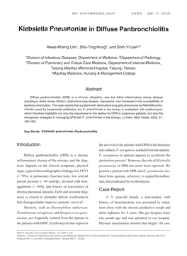 Klebsiella Pneumoniae in Diffuse Panbronchiolitis