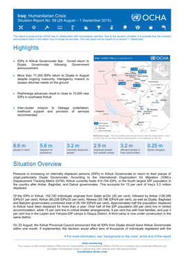 Highlights Situation Overview