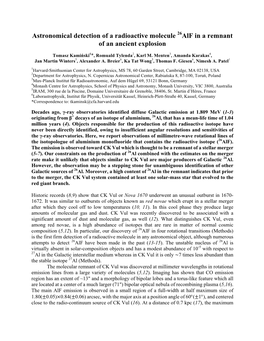 Astronomical Detection of a Radioactive Molecule 26Alf in a Remnant of an Ancient Explosion