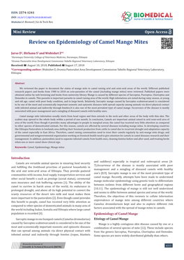 Review on Epidemiology of Camel Mange Mites