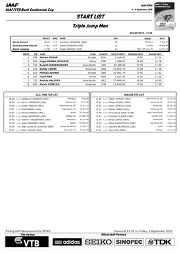 START LIST Triple Jump Men