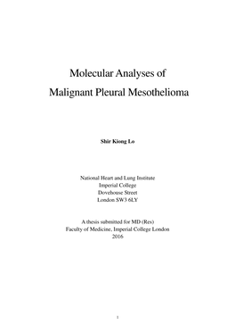 Molecular Analyses of Malignant Pleural Mesothelioma