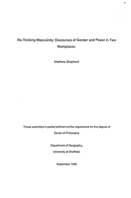 Re-Thinking Masculinity: Discourses of Gender and Power in Two Workplaces