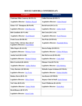 House Farm Bill Conferees (47)