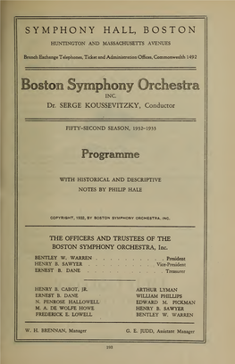 Boston Symphony Orchestra Concert Programs, Season 52,1932-1933