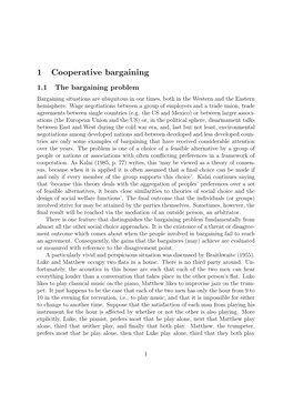 1 Cooperative Bargaining