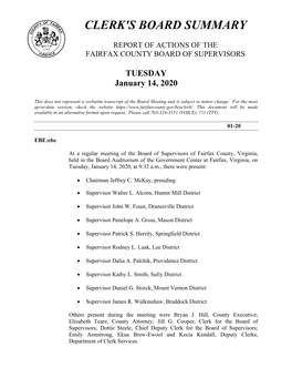 January 14, 2020 Board of Supervisors Meeting