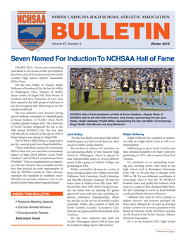 Seven Named for Induction to NCHSAA Hall of Fame