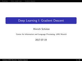 Deep Learning I: Gradient Descent