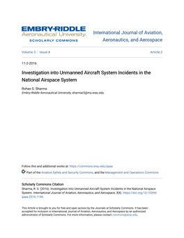Investigation Into Unmanned Aircraft System Incidents in the National Airspace System
