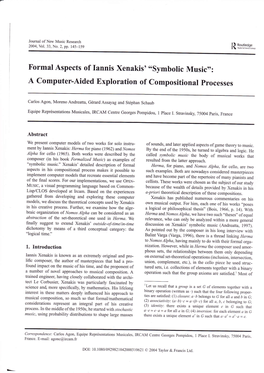 Formal Aspects of Iannis Xenakis'6,Symbolic Music,': a Computer-Aided Exploration of Compositional Processes