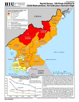 North Korea: UN Finds Decline in Child Malnutrition, Yet Indicators