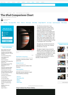 The Ipad Comparison Chart Compare All Models of the Ipad