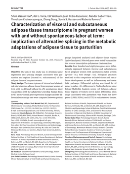 Characterization of Visceral and Subcutaneous Adipose Tissue