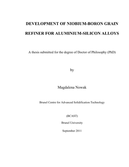 Development of Niobium-Boron Grain