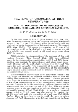 DECOMPOSITION of MIXTURES of Strontlum CHROMATE and STRONTIUM CARBONATE