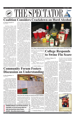 College Responds to Swine Flu Scare Community Forum Fosters