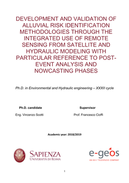 Development and Validation of Alluvial Risk Identification Methodologies Through the Integrated Use of Remote Sensing from Satel