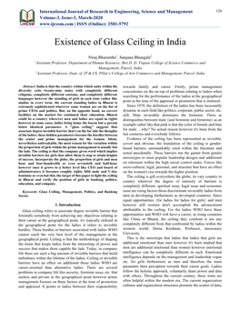 Existence of Glass Ceiling in India