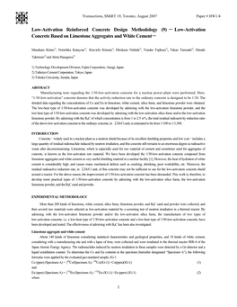 Low-Activation Reinforced Concrete Design Methodology (9) － Low-Activation Concrete Based on Limestone Aggregates and White Cement－