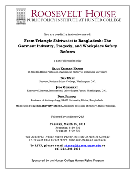 From Triangle Shirtwaist to Bangladesh: the Garment Industry, Tragedy, and Workplace Safety Reform