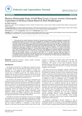 Phenetic Relationship Study of Gold Ring Cowry, Cypraea Annulus