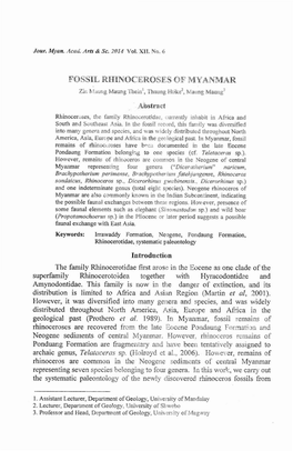 FOSSIL RHINOCEROSES of MYANMAR.Pdf (2235