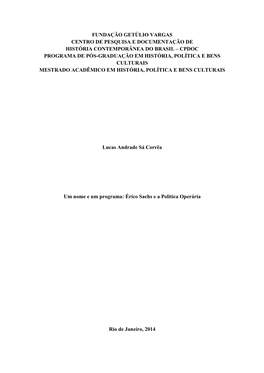 Cpdoc Programa De Pós-Graduação Em História, Política E Bens Culturais Mestrado Acadêmico Em História, Política E Bens Culturais