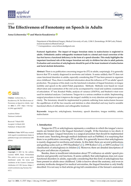 The Effectiveness of Frenotomy on Speech in Adults