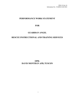 Performance Work Statement for Guardian Angel Rescue