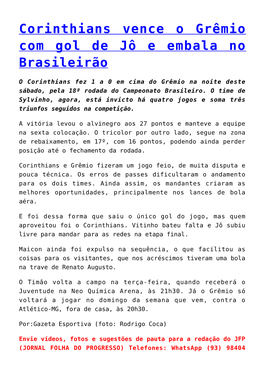 Corinthians É Dominado Do Início Ao Fim E Perde Para O Fortaleza No Castelão