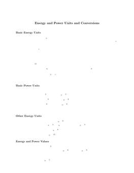 Energy and Power Units and Conversions