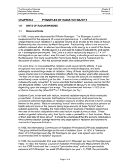 Chapter 2 Radiation Safety Manual Revision 1 Principles of Radiation Safety 6/1/2018