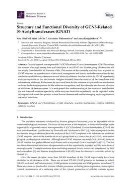 Structure and Functional Diversity of GCN5-Related N-Acetyltransferases (GNAT)