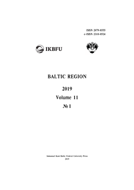 BALTIC REGION 2019 Volume 11 №1