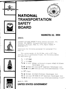 Aircraft Accident Report — North Central Airlines, Inc., Convair 580