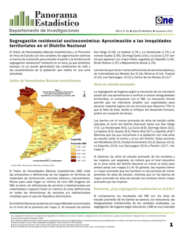 Segregación Residencial Socioeconómica: Aproximación a Las Inequidades Territoriales En El Distrito Nacional