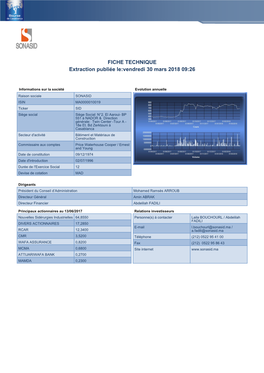 FICHE TECHNIQUE Extraction Publiée Le:Vendredi 30 Mars 2018 09:26