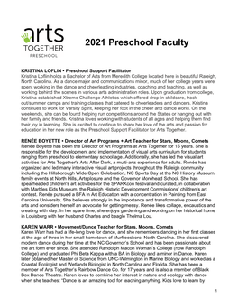 2021 Preschool Faculty