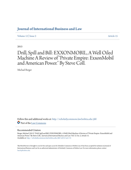 Drill, Spill and Bill: EXXONMOBIL, a Well Oiled Machine a Review of 