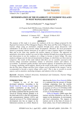 Determination of the Feasibility of Tourism Villages in West Manggarai Regency