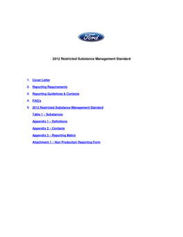 2012 Restricted Substance Management Standard Reporting Requirements and Guidelines