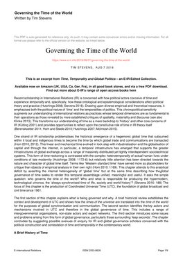 Governing the Time of the World Written by Tim Stevens