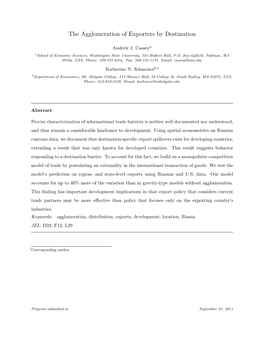 The Agglomeration of Exporters by Destination