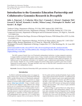 Introduction to the Genomics Education Partnership and Collaborative Genomics Research in Drosophila