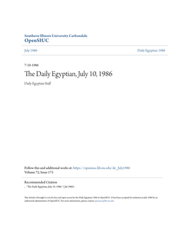 The Daily Egyptian, July 10, 1986